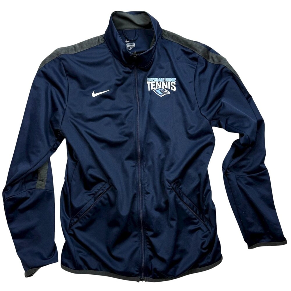 Nike Running Zip Track Jacket Navy Long Sleeve Medium Pockets Tennis High School